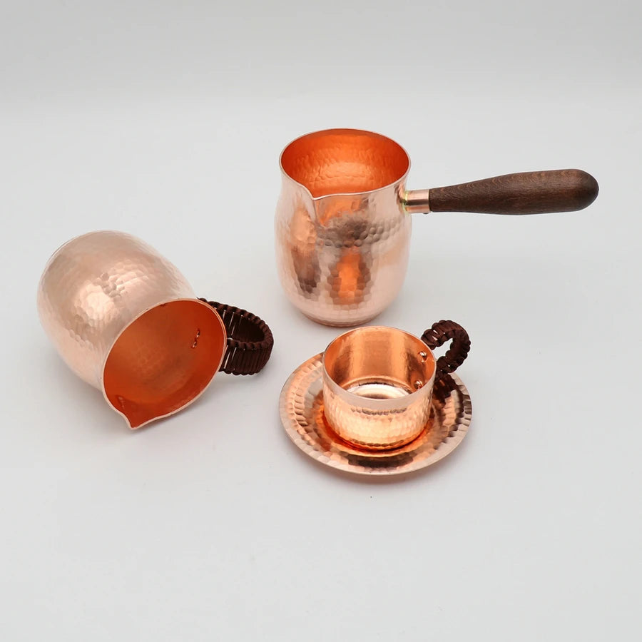 Pure Copper Handmade Coffee Tea Cup Turkish Greek Arabic Coffee Pot For Barista