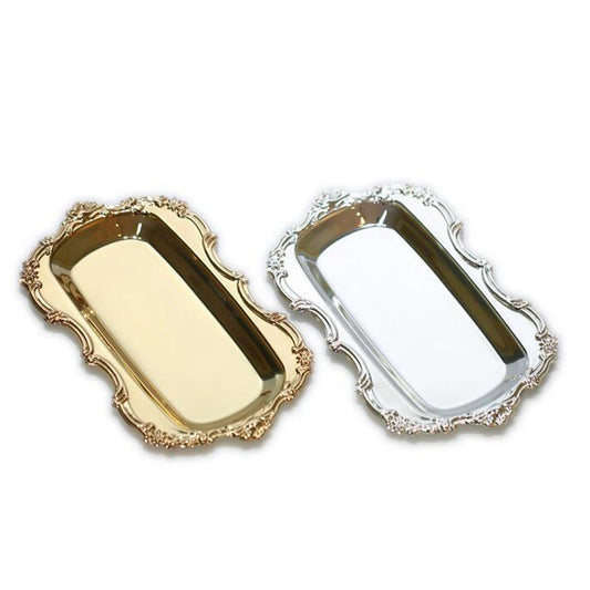 Silver / Gold Multifunction Metal Storage Tray Tea Fruit Dish Plate Dessert Cake Snack Tray for Hotel Bar Buffet Party