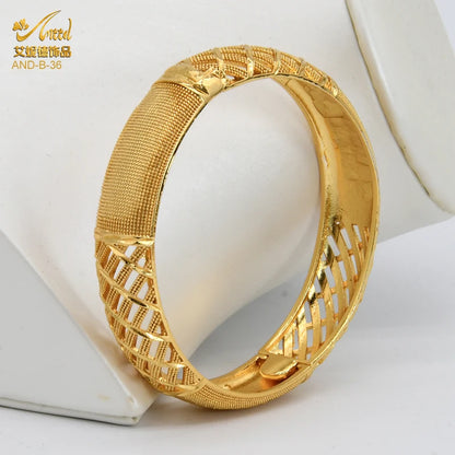 ANIID Dubai Bangles 24K Gold Color African Bracelet For Women Wholesale Designer Alloy Jewellery Wedding Luxury Hawaiian Jewelry