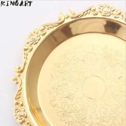 Big Round Metal Silver/gold Plated Serving Dishes Cake Tray  Snack Dish Silver Plated Small Dessert Plate Cake 24935163