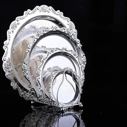 Big Round Metal Silver/gold Plated Serving Dishes Cake Tray  Snack Dish Silver Plated Small Dessert Plate Cake 24935163