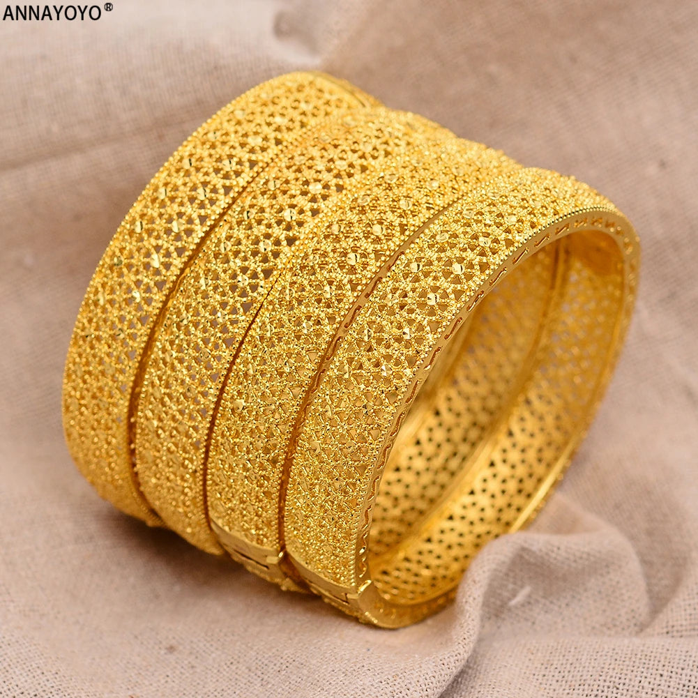 24k Dubai Gold Color Bangles For Women Dubai Bride Wedding Ethiopian Bracelet Africa Bangle Arab Jewelry Gold Charm Bracelet