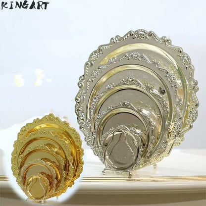 Big Round Metal Silver/gold Plated Serving Dishes Cake Tray  Snack Dish Silver Plated Small Dessert Plate Cake 24935163