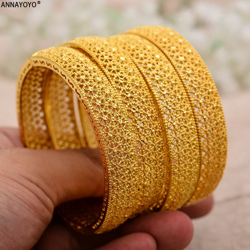 24k Dubai Gold Color Bangles For Women Dubai Bride Wedding Ethiopian Bracelet Africa Bangle Arab Jewelry Gold Charm Bracelet