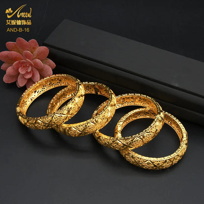 Luxury Designer Indian Gold Color Bangles For Women Arabic Fashion African Bracelet Charm Egyptian Dubai Bangle Turkish Jewelry