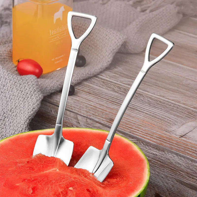 Stainless Steel Coffee Tea Spoon Creative Retro Shovel Scoop for Dinner Ice Cream Dessert Watermelon Kitchen Tableware Bar Tool