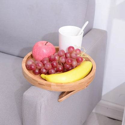 Sofa Tray Table Sofa Armrest Clip-On Tray Natural Bamboo Sofa Tray Practical TV Snack Tray for Remote Control Coffee Snacks