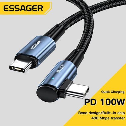 Essager 100W USB C To USB C Cable USB-C PD Fast Charging For iPhone 15 Pro Max iPad MacBook Pro Xiaomi Samsung Huawei P60