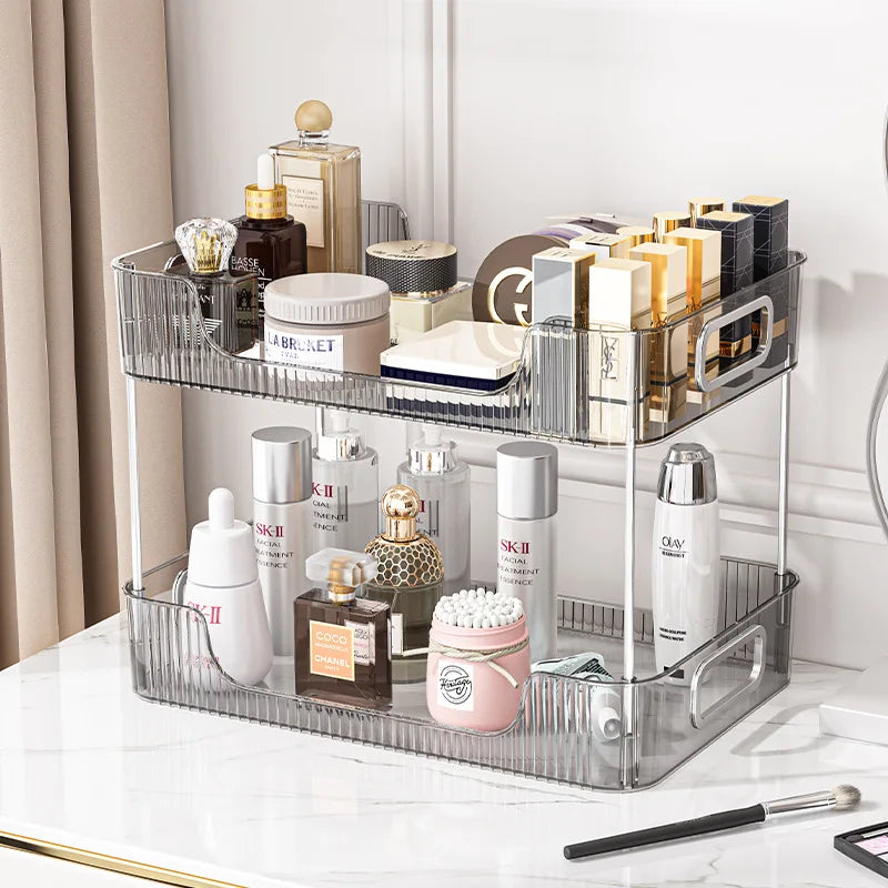 Bathroom Organizer Shelf Acrylic Makeup Storage Rack Large Capacity Skincare Cosmetic Liptick Home Kitchen Desktop Holder