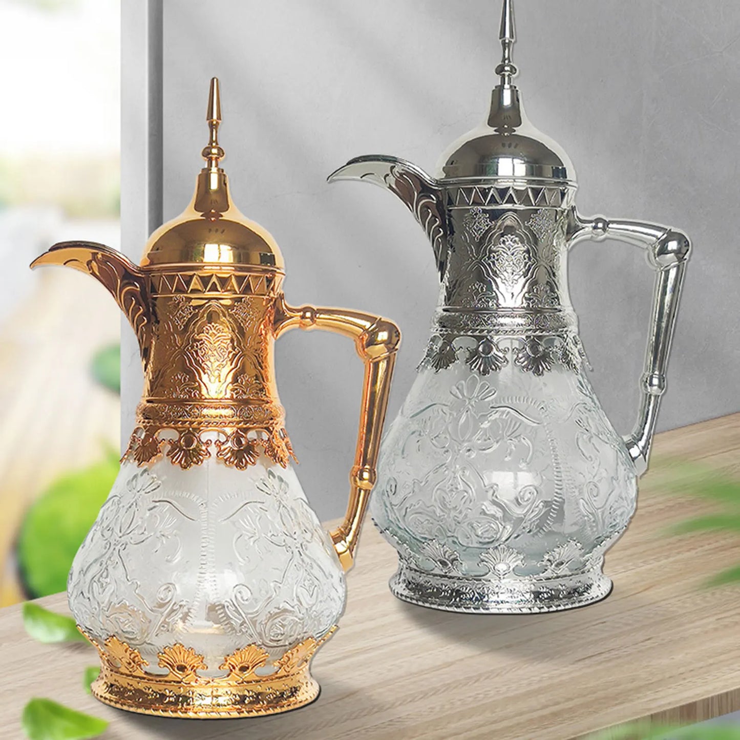 Arabic Style Coffee Pot 1600ml Tea Pot Multipurpose with Rotating Lid Juice Tea Kettle Insulated Coffee Carafe for Party Tea