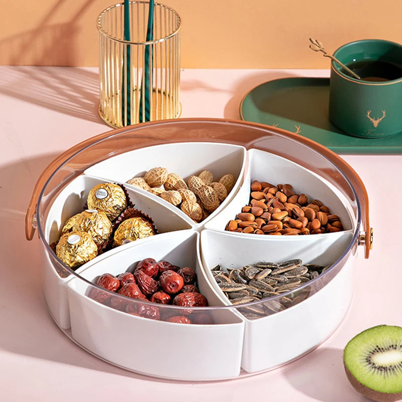 Divided Serving Tray With Lid And Handle Snackle Box Charcuterie Container Portable Snack Platters Clear Basket Candy Fruits