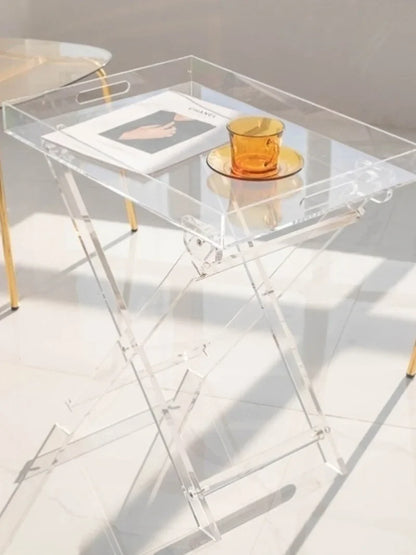 Transparent Acrylic Coffee Table Bay Window Tatami Small Tea Table Simple Folding Portable Rainbow Table