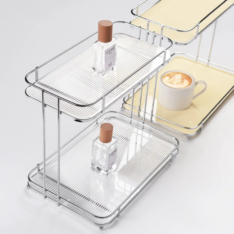 Thickened Multi-Layer Acrylic Wrought Iron Desktop Rack Tea Set Cup Holder Dressing Table Cosmetic Toilet Storage Rack