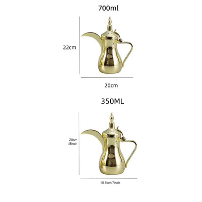 Golden Coffee Pots, narrow teapot , long-mouthed teapot tea kettle with filter mesh. Arabic Pot ,350/700/1100ML