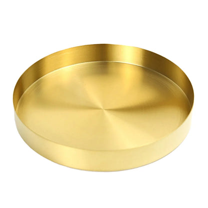 Elegant Gold Stainless Steel Storage Tray Jewelry Display Plate Organizer for Cosmetics Coffee Table Snacks Keys 12 5cm