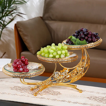 European Style Multi-layer Dry Fruit Tray, Creative Glass Fruit Bowl, Luxury Glass Fruit Plate, High-End Fruit Plate