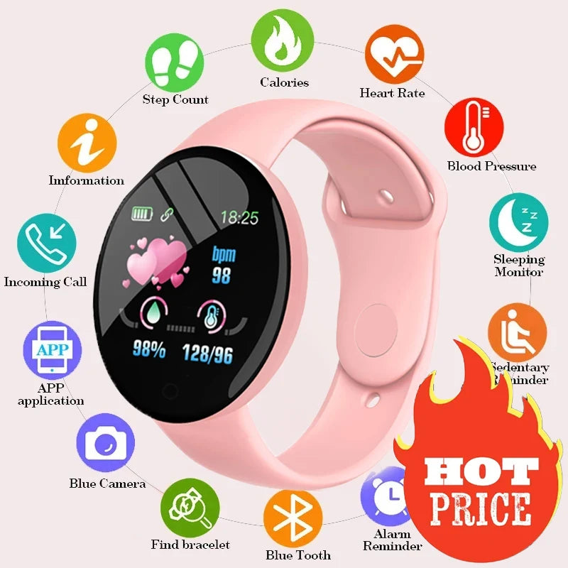 D18 Smart Watch Men Women Smartwatch Heart Rate Blood Pressure Monitor Fitness Tracker Watch Smart Bracelet for Android and IOS