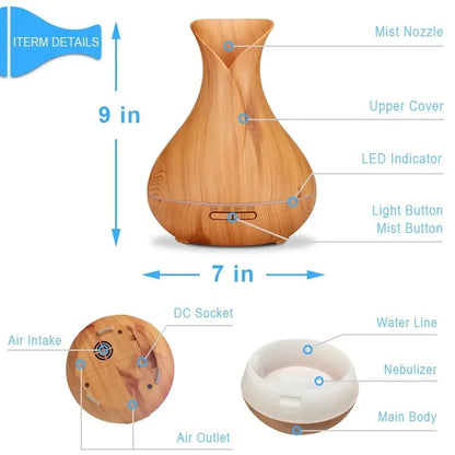 400ML Air Humidifier Essential Oil Diffuser Aroma Ultrasonic Mist Maker Home Fragrance Aromatherapy Humificador for Home Office