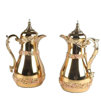 gold white different color glass inner thermos vacuum flask jug arabic water tea coffee pot