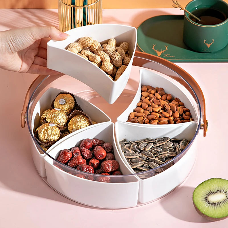 Divided Serving Tray With Lid And Handle Snackle Box Charcuterie Container Portable Snack Platters Clear Basket Candy Fruits