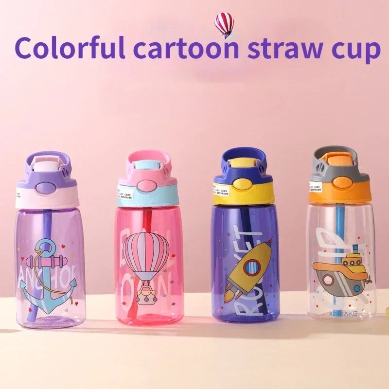 For Kids Beverage Cups 480Ml Sippy Cup Water Bottles Creative Cartoon Feeding with Straws and Lids Spill Proof Portable Toddlers