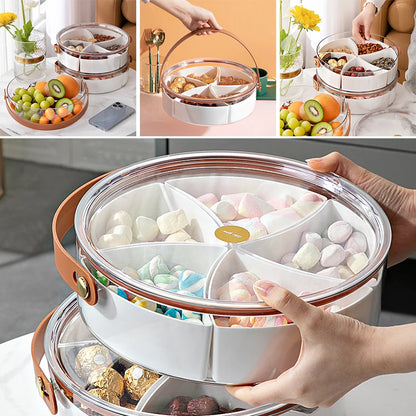 Divided Serving Tray With Lid And Handle Snackle Box Charcuterie Container Portable Snack Platters Clear Basket Candy Fruits