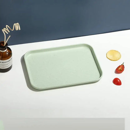 Nordic PP Pallet Plastic Tray Food Bread Pan Green Rectangular Storage Household Kitchen Supplies Hotel Service Tray Dessert