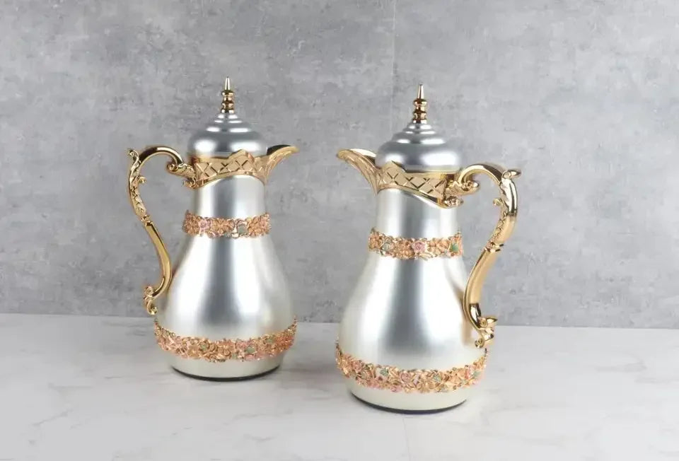 gold white different color glass inner thermos vacuum flask jug arabic water tea coffee pot