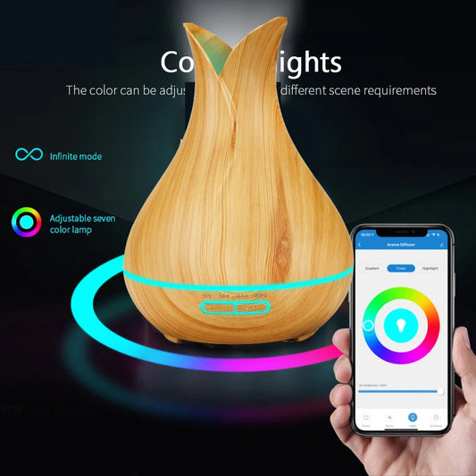 Tuya Smart Wifi Humidifier with Colorgul LED Light WiFi Aroma Diffuser Timer Wireless Control Work with Home Compatible