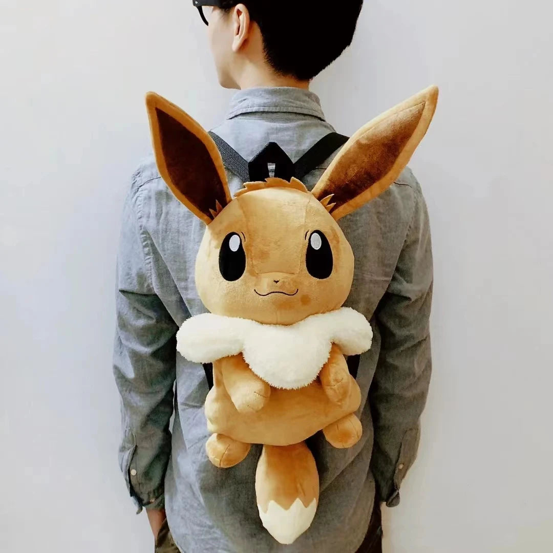 Cute Pokemon Backpack Kawaii Japanese Style Plush Bag Gengar Eevee Snorlax Backpack Schoolbag Cosplay Props Fashion Gifts