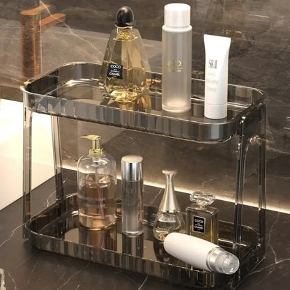 Bathroom Organizer Shelf Holder Acrylic Double Layer Storage Rack Bathroom Skincare Storage Rack Skincare Shampoo Desktop Holder