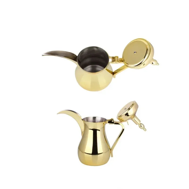 Golden Coffee Pots, narrow teapot , long-mouthed teapot tea kettle with filter mesh. Arabic Pot ,350/700/1100ML