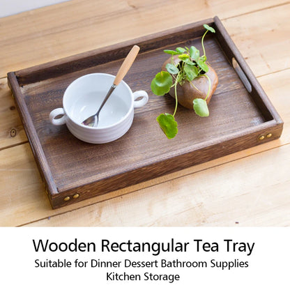 Natural Wooden Tray Rectangular Tea Cup Plate Fruit Snacks Food Storage Trays Bread Plate Tray Food Tray For Kitchen