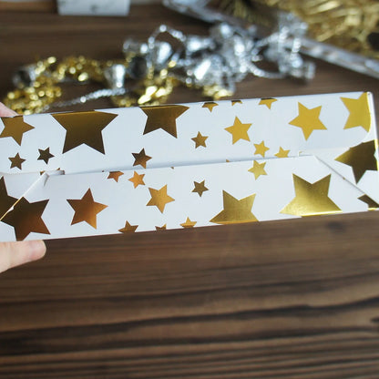 20*30*6cm 10 Pcs Gold Star Dot Wave Paper Box As Christmas Wedding Birthday Cake Bake Chocolate Cookie Candy Makaron Packing