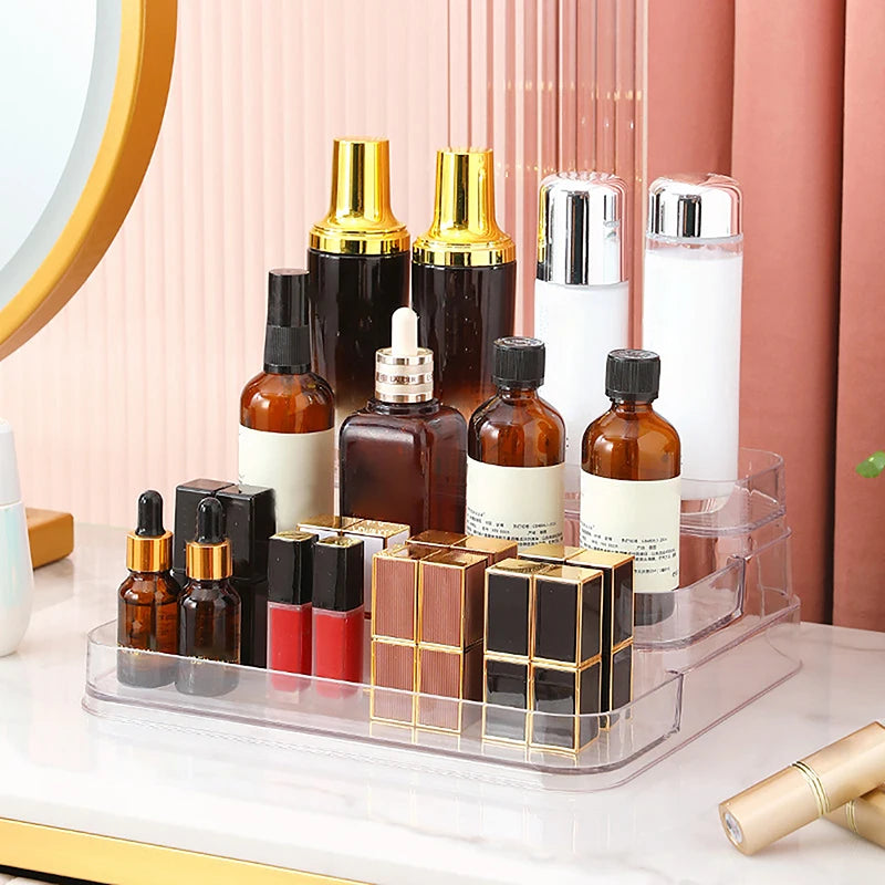 3 Tier Desktop Perfume Shelf PET Cosmetic Organizer Perfume Storage Rack Doll Display Stand Kitchen Seasoning Organizer