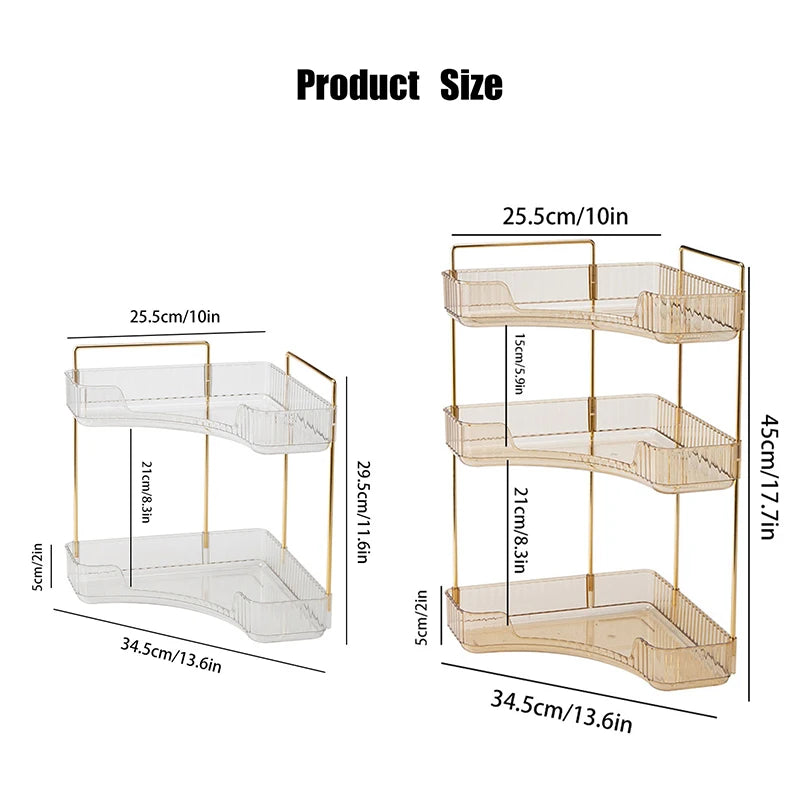 Bathroom Corner Storage Organizer Shelf Home Makeup Skincare Shampoo Lipstick Tabletop Holder Cosmetic Desk Kitchen Rack