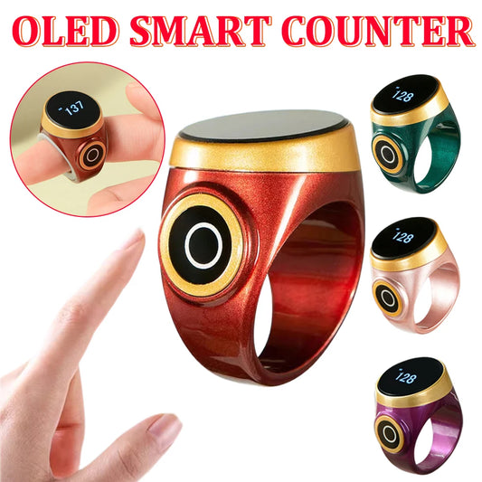 Smart Waterproof Counter Ring for Muslims Zikr Digital Tasbeeh 5 Prayer Time Reminder Bluetooth High-end Smart Wearable Rings