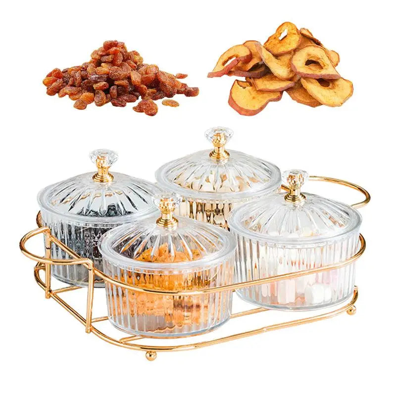 Light Luxury Fruit Plate Partition Platter Living Room Dried Fruit Tray Candy Snack Storage Box Bar Nut Snack Dish Serving Trays