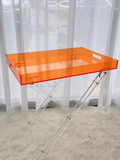 Transparent Acrylic Coffee Table Bay Window Tatami Small Tea Table Simple Folding Portable Rainbow Table