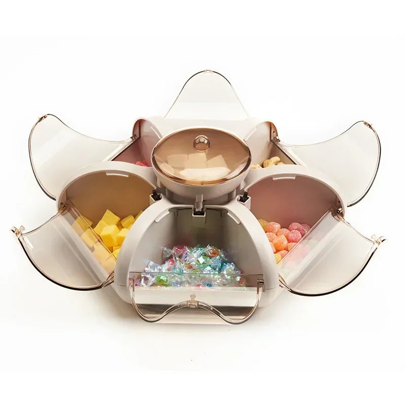 Creative Lotus Fruit Plate Transparent Push-type Candy Box Snack Dried Storage Box Living Room Party Nuts Fruit Tray Storage