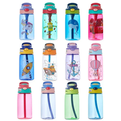 For Kids Beverage Cups 480Ml Sippy Cup Water Bottles Creative Cartoon Feeding with Straws and Lids Spill Proof Portable Toddlers