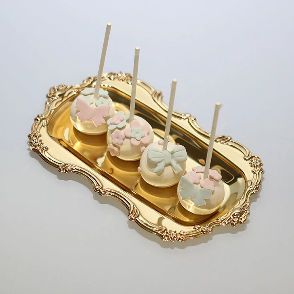 Silver / Gold Multifunction Metal Storage Tray Tea Fruit Dish Plate Dessert Cake Snack Tray for Hotel Bar Buffet Party