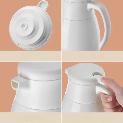 1600ML White Handle Thermos Bottle Household Large Capacity Thermos Water Bottle Tea Coffee Pots Home Insulating Kettle