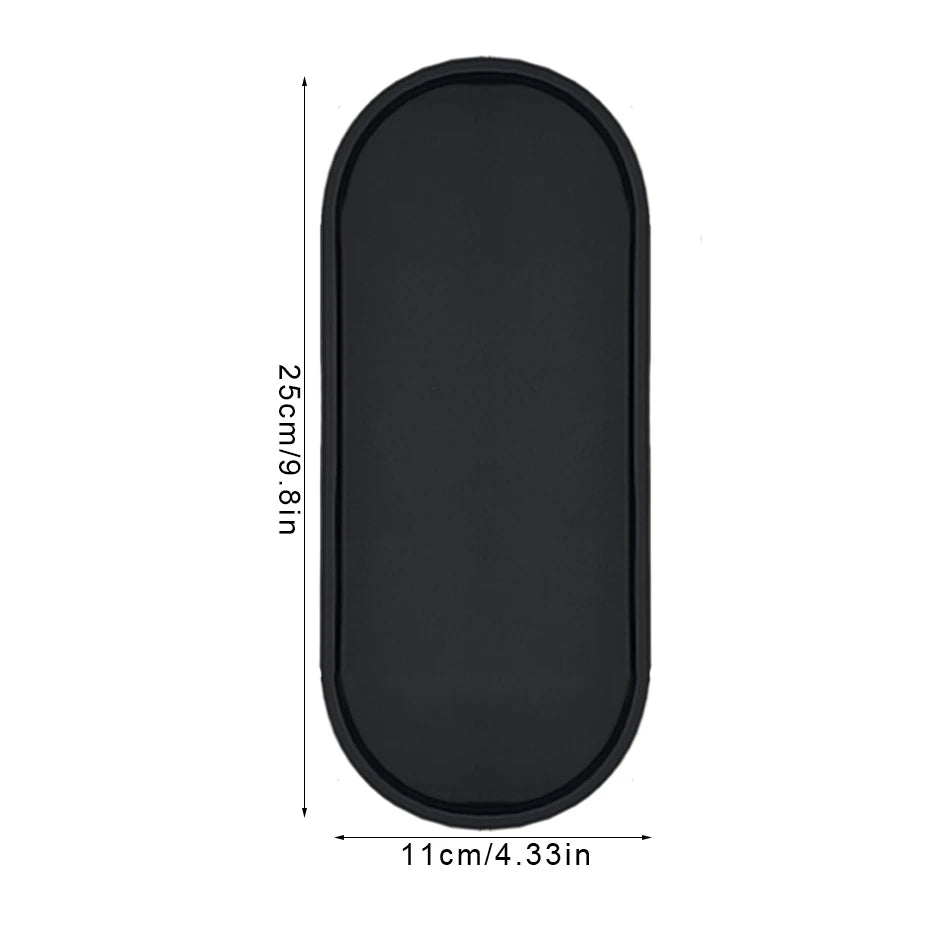 Large Oval Vanity Silicone Tray Soap Dispenser Bottle Perfume Candle Qtip Holder Tray Bathroom Kitchen Countertop Storage