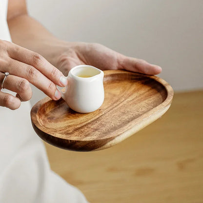 Wooden Tray Oval Dessert Tray Coffee Milk Dim Sum Tray Household Cake Bread Afternoon Tea Baking Tool Tableware Kitchen Supplies