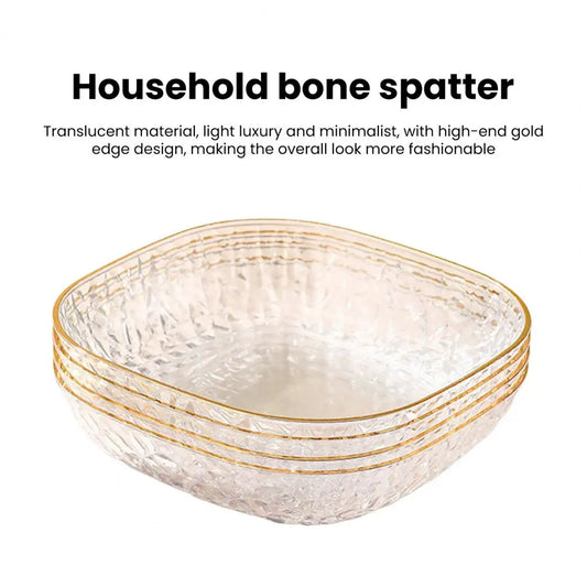 Plate with Heightened Thick Bottom Support Luxurious Translucent Storage Plate Multi-function Spit Bone Dish for Home Supplies