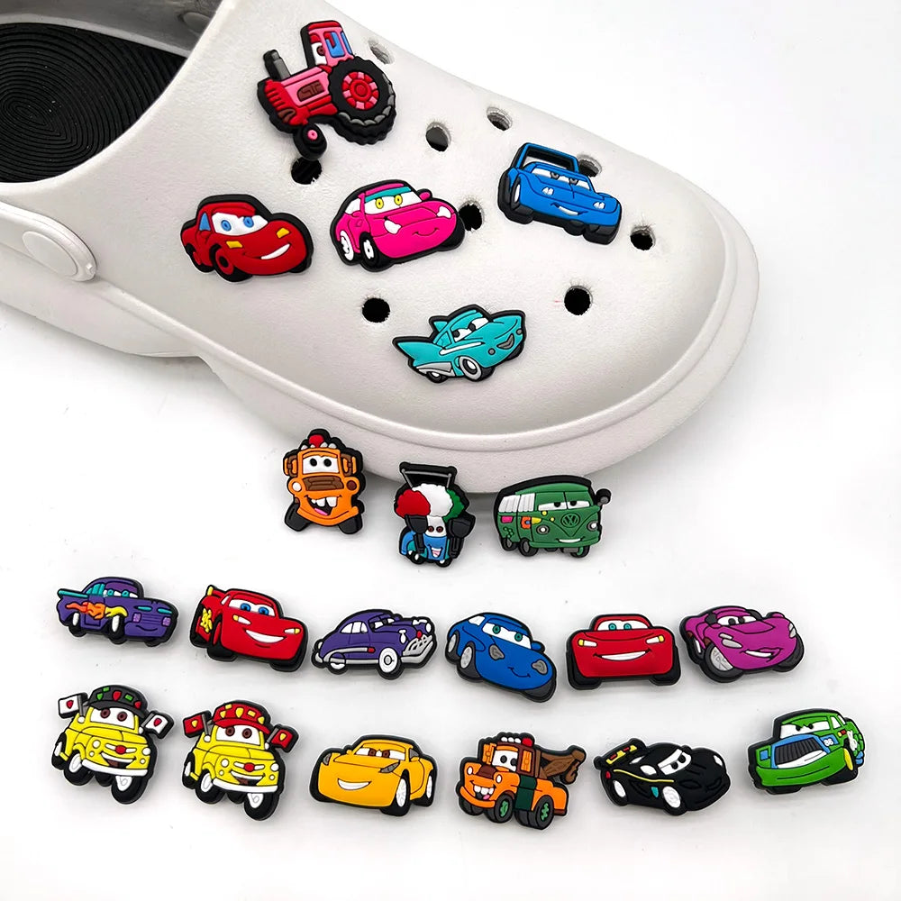 Aoger Disney 20kinds of cars Shoe Charms for Clogs Sandals Decoration Shoe Accessories Charms