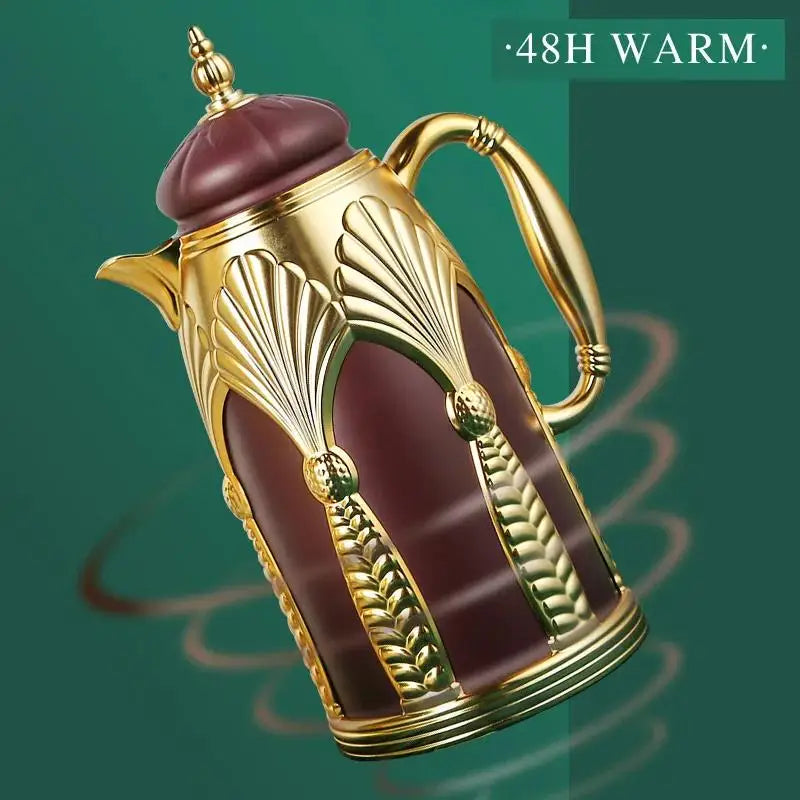 1L Large Capacity Coffee Pot Arab Household Portable Insulated Double Wall Stainless Steel Vacuum Thermos Flask Tea Water Kettle