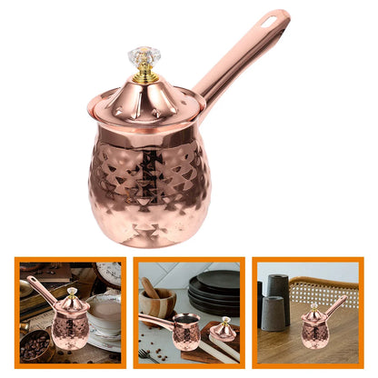 Turkish Coffee Pot Stainless Steel Greek Arabic Coffee Maker 600Ml Mini Milk Warmer Butter Warming Pan Handmade