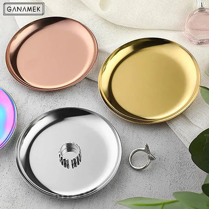 Light Luxury Style Metal Jewelry Tray Stainless Steel Storage Tray Dormitory Cosmetics Jewelry Plate Decoration